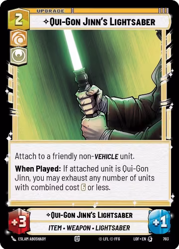 Qui-Gon Jinn's Lightsaber (Foil) (703), Legends of the Force — Star Wars card price