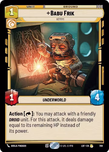 Babu Frik - Heyyy! (Foil) (708), Legends of the Force — Star Wars card price