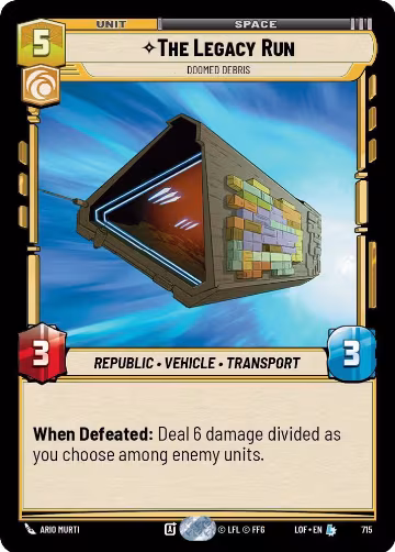 The Legacy Run - Doomed Debris (Foil) (715), Legends of the Force — Star Wars card price