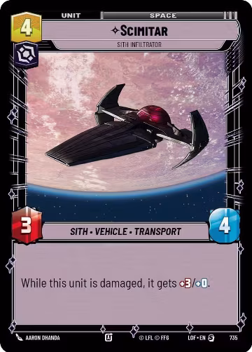 Scimitar - Sith Infiltrator (Foil) (735), Legends of the Force — Star Wars card price