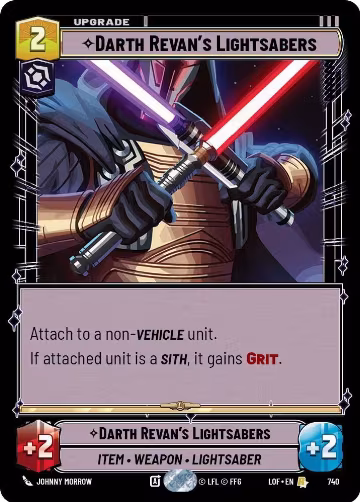 Darth Revan's Lightsabers (Foil) (740), Legends of the Force — Star Wars card price