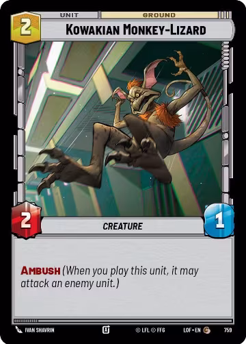 Kowakian Monkey-Lizard (Foil) (759), Legends of the Force — Star Wars card price