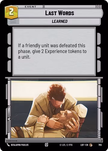 Last Words (Foil) (765), Legends of the Force — Star Wars card price