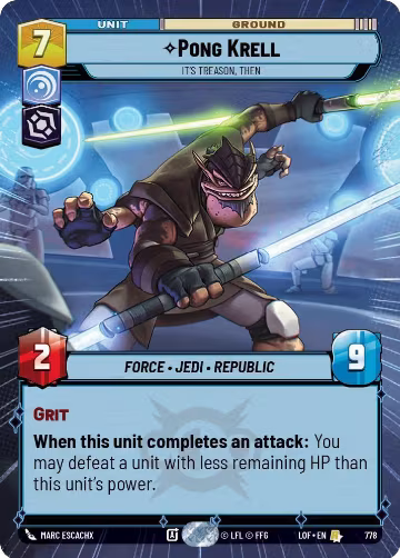 Pong Krell - It's Treason, Then (Hyperspace Foil) (778), Legends of the Force — Star Wars card price