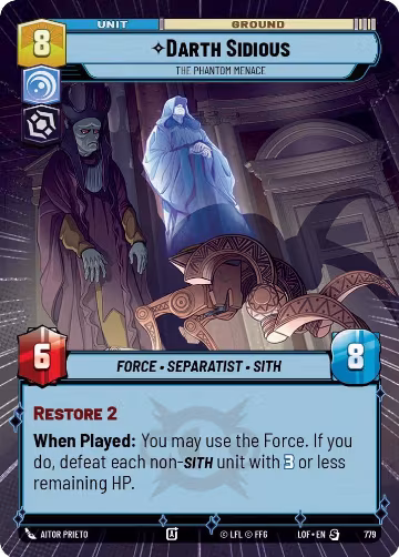 Darth Sidious - The Phantom Menace (Hyperspace Foil) (779), Legends of the Force — Star Wars card price