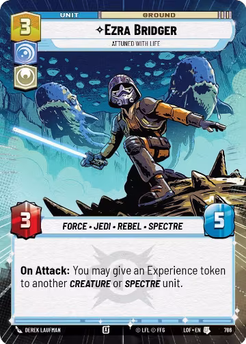 Ezra Bridger - Attuned With Life (Hyperspace Foil) (786), Legends of the Force — Star Wars card price