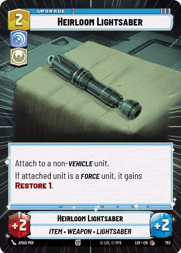 Heirloom Lightsaber (Hyperspace Foil) (793), Legends of the Force — Star Wars card price