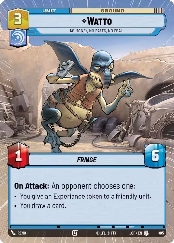 Watto - No Money, No Parts, No Deal (Hyperspace Foil) (805), Legends of the Force — Star Wars card price