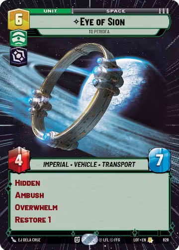 Eye of Sion - To Peridea (Hyperspace Foil) (828), Legends of the Force — Star Wars card price