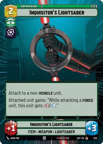 Inquisitor's Lightsaber (Hyperspace Foil) (830), Legends of the Force — Star Wars card price