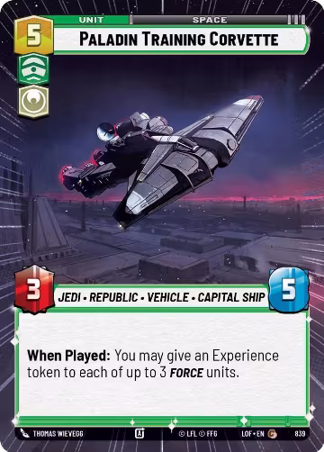 Paladin Training Corvette (Hyperspace Foil) (839), Legends of the Force — Star Wars card price