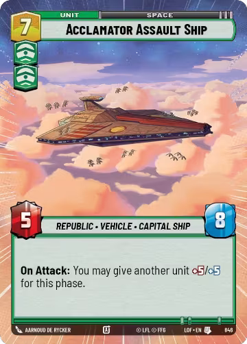 Acclamator Assault Ship (Hyperspace Foil) (846), Legends of the Force — Star Wars card price