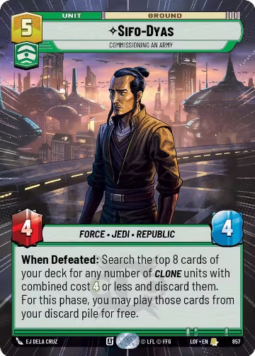 Sifo-Dyas - Commissioning An Army (Hyperspace Foil) (857), Legends of the Force — Star Wars card price