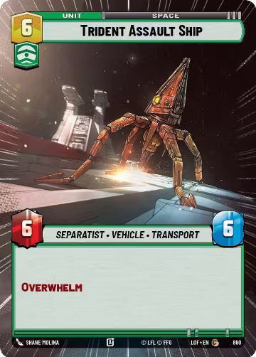 Trident Assault Ship (Hyperspace Foil) (860), Legends of the Force — Star Wars card price