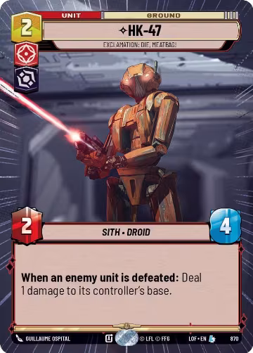 HK-47 - Exclamation: Die, Meatbag! (Hyperspace Foil) (870), Legends of the Force — Star Wars card price