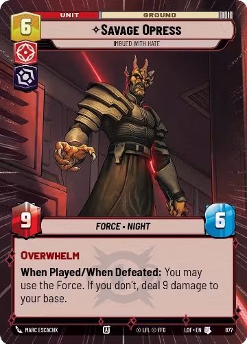 Savage Opress - Imbued With Hate (Hyperspace Foil) (877), Legends of the Force — Star Wars card price