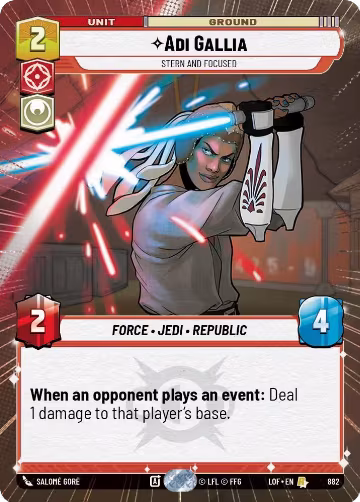 Adi Gallia - Stern and Focused (Hyperspace Foil) (882), Legends of the Force — Star Wars card price