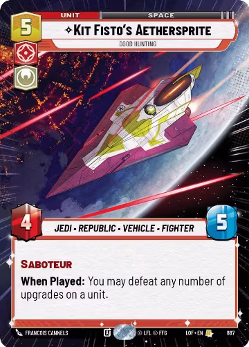 Kit Fisto's Aethersprite - Good Hunting (Hyperspace Foil) (887), Legends of the Force — Star Wars card price