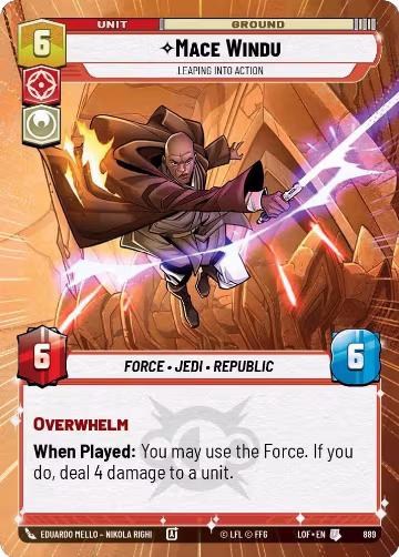 Mace Windu - Leaping into Action (Hyperspace Foil) (889), Legends of the Force — Star Wars card price