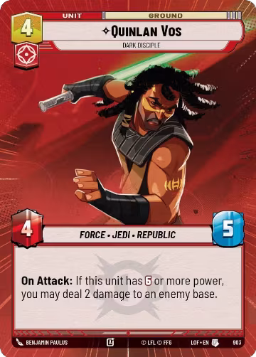 Quinlan Vos - Dark Disciple (Hyperspace Foil) (903), Legends of the Force — Star Wars card price