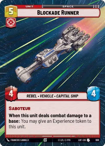 Blockade Runner (Hyperspace Foil) (906), Legends of the Force — Star Wars card price