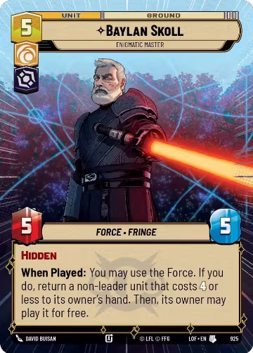 Baylan Skoll - Enigmatic Master (Hyperspace Foil) (925), Legends of the Force — Star Wars card price