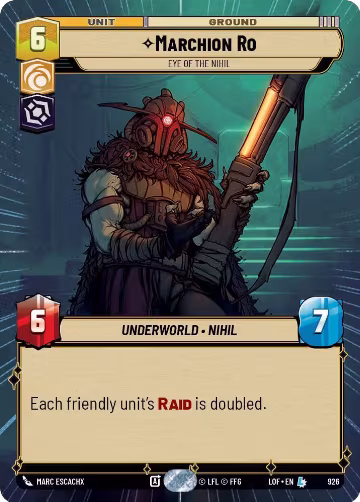 Marchion Ro - Eye of the Nihil (Hyperspace Foil) (926), Legends of the Force — Star Wars card price
