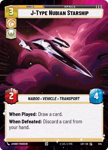 J-Type Nubian Starship (Hyperspace Foil) (934), Legends of the Force — Star Wars card price