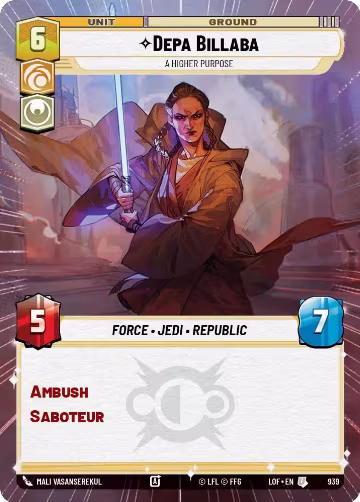 Depa Billaba - A Higher Purpose (Hyperspace Foil) (939), Legends of the Force — Star Wars card price