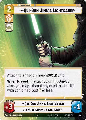 Qui-Gon Jinn's Lightsaber (Hyperspace Foil) (941), Legends of the Force — Star Wars card price