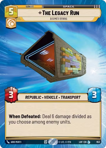 The Legacy Run - Doomed Debris (Hyperspace Foil) (953), Legends of the Force — Star Wars card price