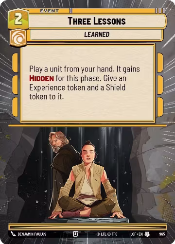Three Lessons (Hyperspace Foil) (965), Legends of the Force — Star Wars card price