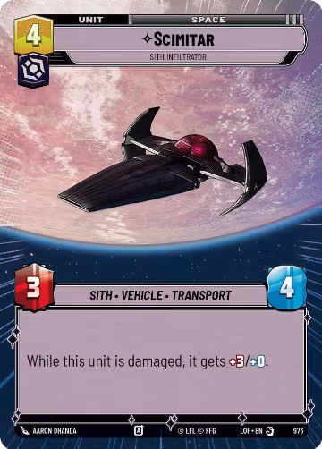 Scimitar - Sith Infiltrator (Hyperspace Foil) (973), Legends of the Force — Star Wars card price