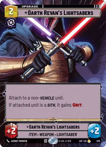 Darth Revan's Lightsabers (Hyperspace Foil) (978), Legends of the Force — Star Wars card price
