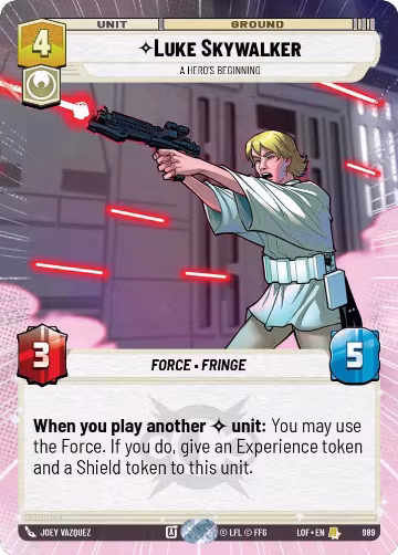 Luke Skywalker - A Hero's Beginning (Hyperspace Foil) (989), Legends of the Force — Star Wars card price