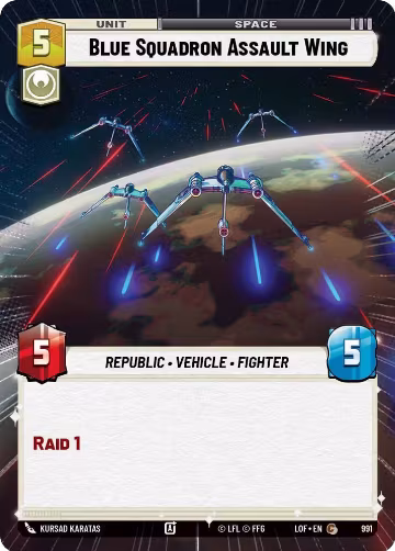Blue Squadron Assault Wing (Hyperspace Foil) (991), Legends of the Force — Star Wars card price
