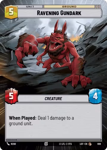 Ravening Gundark (Hyperspace Foil) (999), Legends of the Force — Star Wars card price