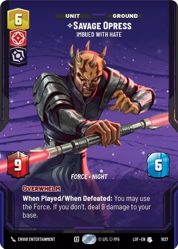 Savage Opress - Imbued With Hate (Prestige) (1027), Legends of the Force — Star Wars card price