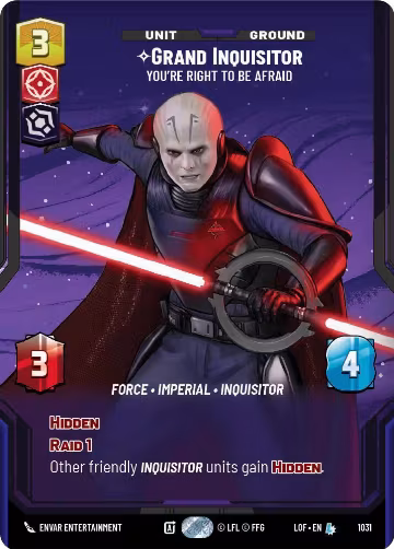 Grand Inquisitor - You're Right to Be Afraid (Prestige) (1031), Legends of the Force — Star Wars card price