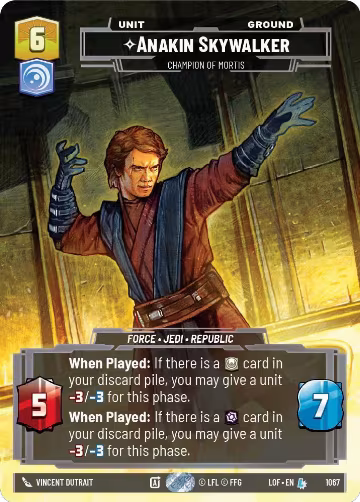Anakin Skywalker - Champion of Mortis (Prestige) (1067), Legends of the Force — Star Wars card price