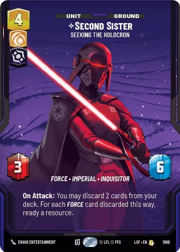 Second Sister - Seeking the Holocron (Prestige Foil) (1069), Legends of the Force — Star Wars card price