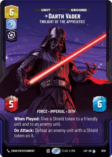 Darth Vader - Twilight of the Apprentice (Prestige Foil) (1070), Legends of the Force — Star Wars card price