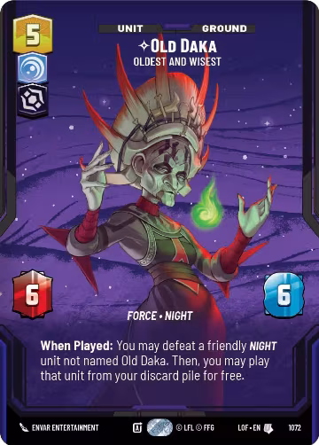 Old Daka - Oldest and Wisest (Prestige Foil) (1072), Legends of the Force — Star Wars card price