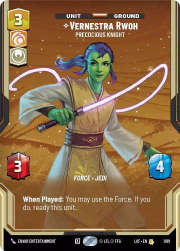 Vernestra Rwoh - Precocious Knight (Prestige Foil) (1081), Legends of the Force — Star Wars card price