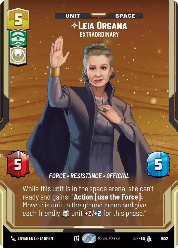 Leia Organa - Extraordinary (Prestige Foil) (1082), Legends of the Force — Star Wars card price