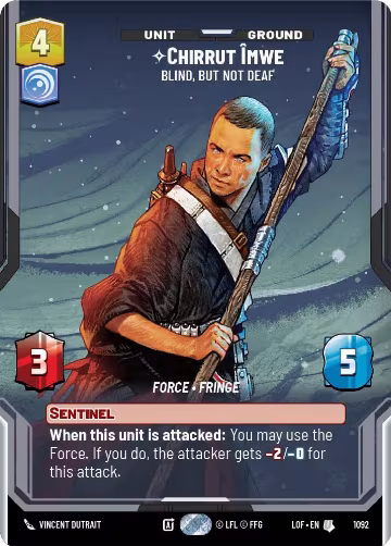 Chirrut Imwe - Blind, but not Deaf (Prestige Foil) (1092), Legends of the Force — Star Wars card price