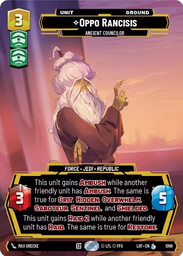 Oppo Rancisis - Ancient Councilor (Prestige Foil) (1099), Legends of the Force — Star Wars card price