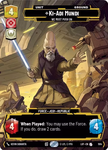 Ki-Adi-Mundi - We Must Push On (Prestige Foil) (1104), Legends of the Force — Star Wars card price