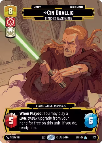 Cin Drallig - Esteemed Blademaster (Prestige Foil) (1105), Legends of the Force — Star Wars card price