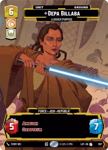 Depa Billaba - A Higher Purpose (Prestige Foil) (1107), Legends of the Force — Star Wars card price